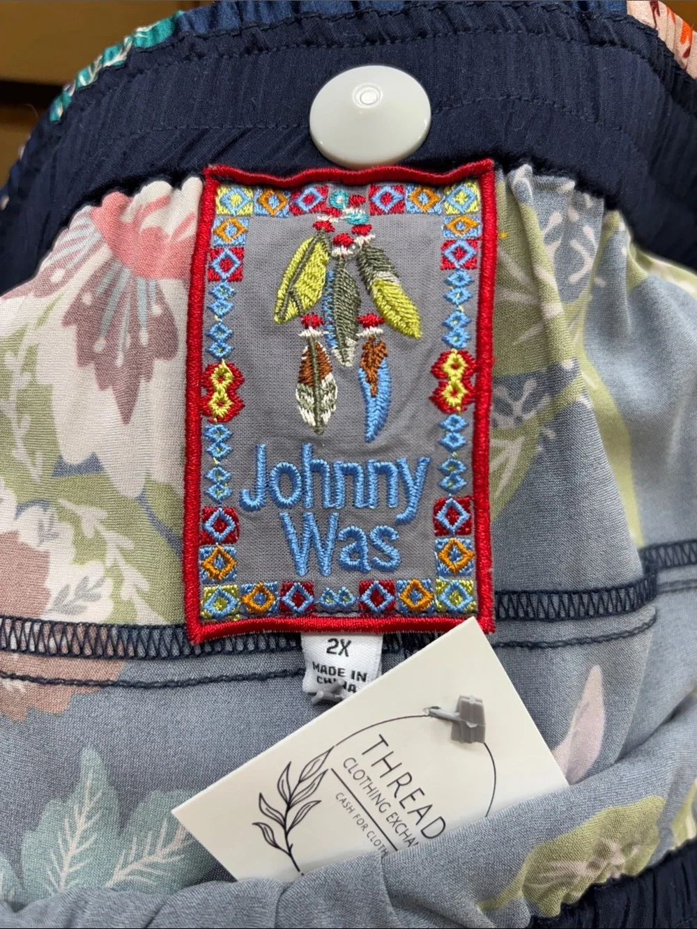 Johnny Was Delfino Kelly Navy Floral Wide-Leg Pants